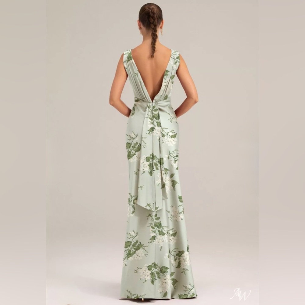 NWOT AW BRIDAL SZ 10 sage garden floral wedding formal party maxi dress NEWOT - Picture 3 of 7